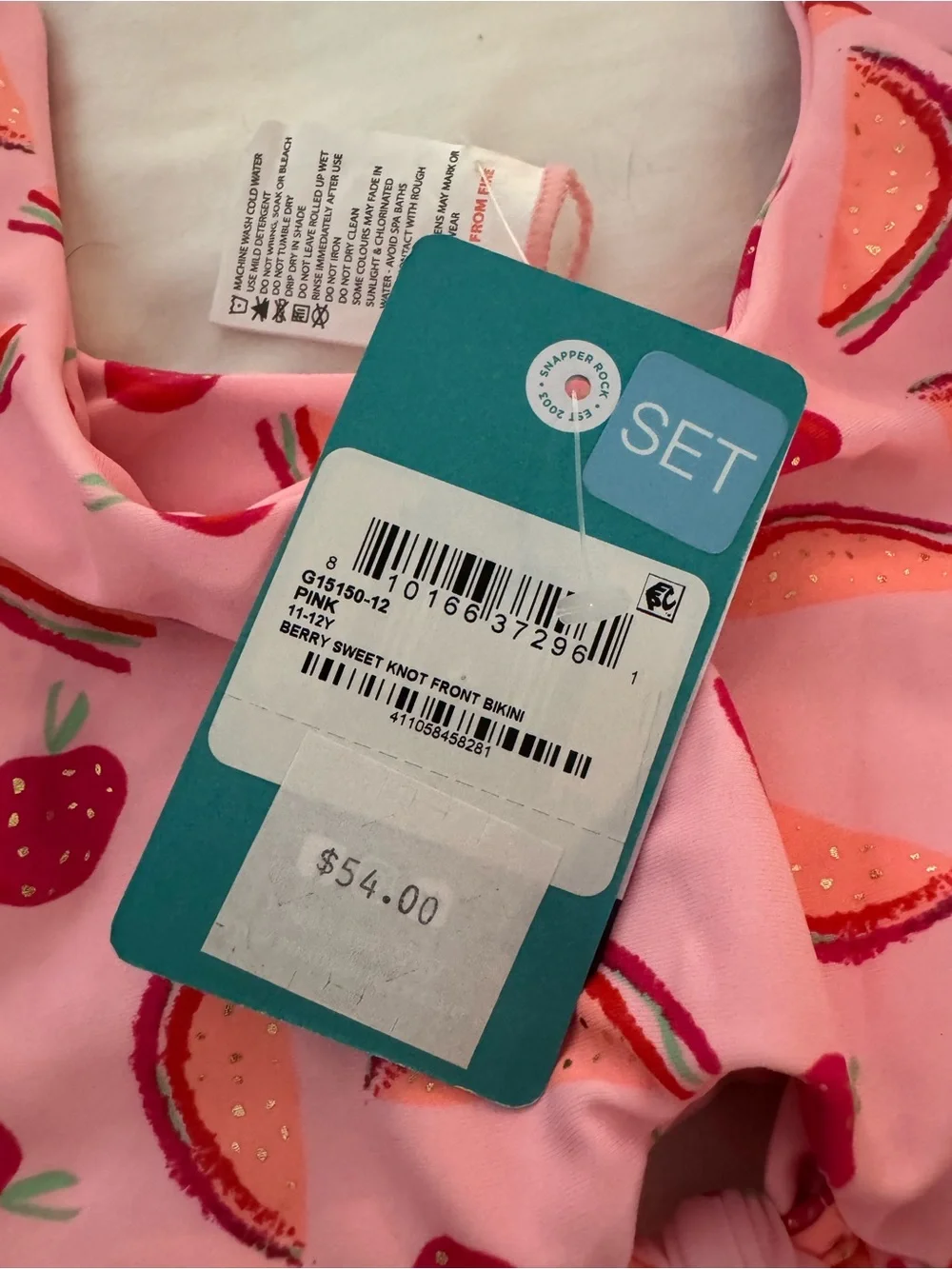 SNAPPER ROCK Pink Strawberry & Watermelon Print Girls Bikini